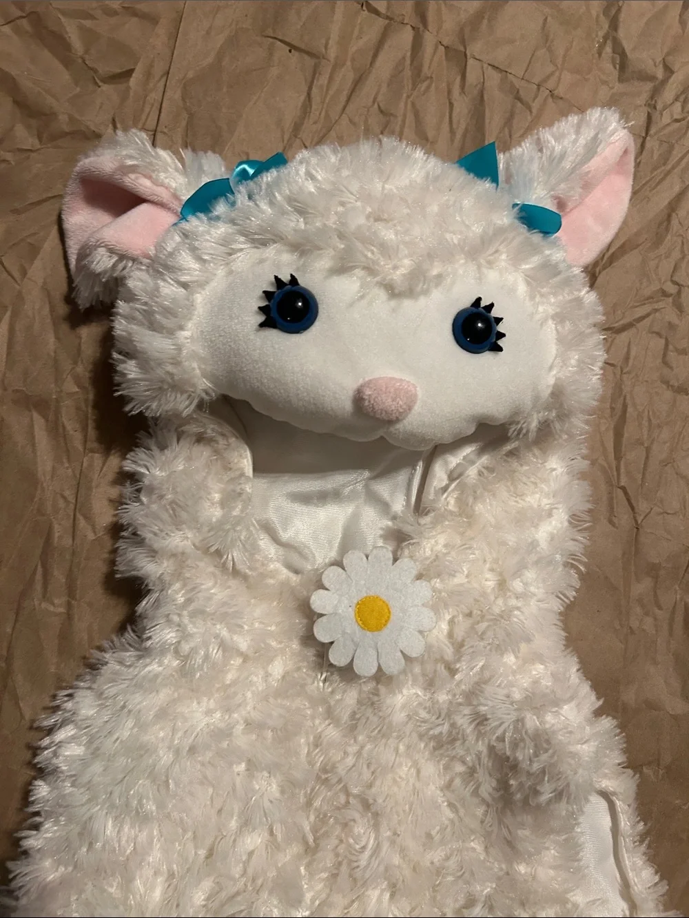 Plush White Lamb Cat Costume Hooded Pet Outfit 12/18 mnths